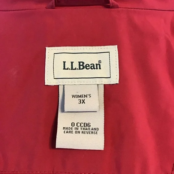 L.L. Bean Women's Red Hooded Trench Coat Rain Jacket 3X